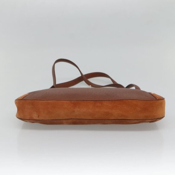 Salvatore Ferragamo Gancini Shoulder Bag Suede Brown Gold Auth - Picture 8 of 16